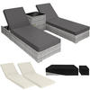 RATTAN-SONNENLIEGEN 2er Set, wetterfest und UV-beständig, hellgrau - Hellgrau, Kunststoff (60/21/184cm) - tectake