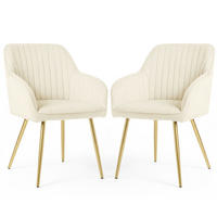 OBRAĐENA STOLICA, set od 2 komada, metalne noge, zelena, zlatna 54,5/82/58 - zelena, tekstil (55/82/52cm) - RAUMHIRSCH FURNITURE