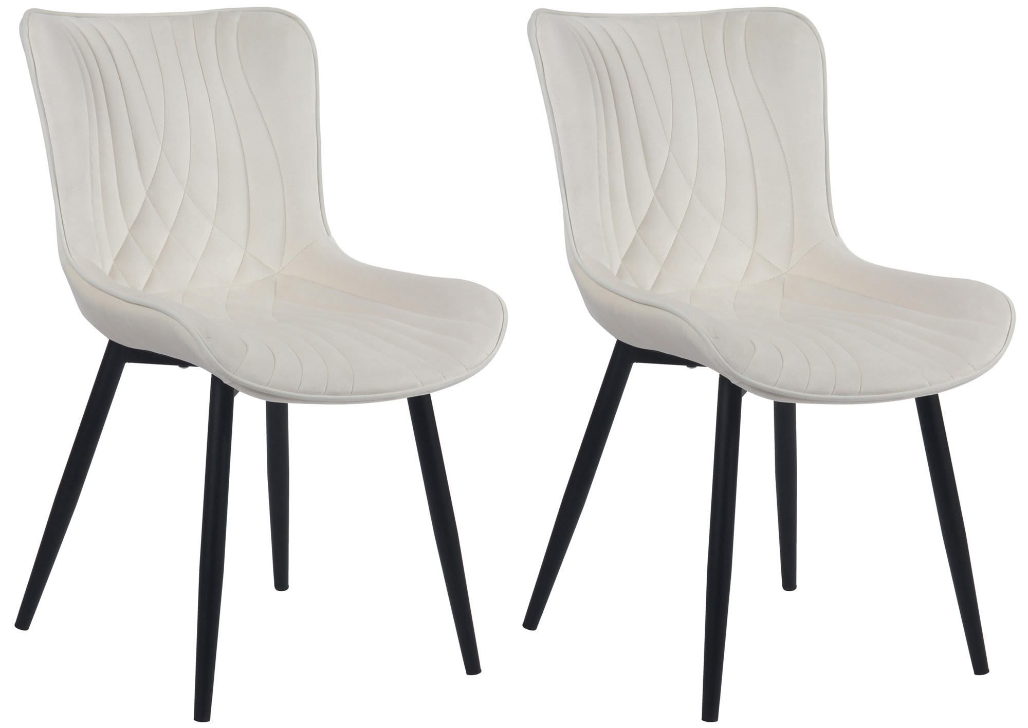 STUHL 2er Set Samt creme - Creme/Schwarz, Textil/Metall (50/80.5/62cm) - CLP