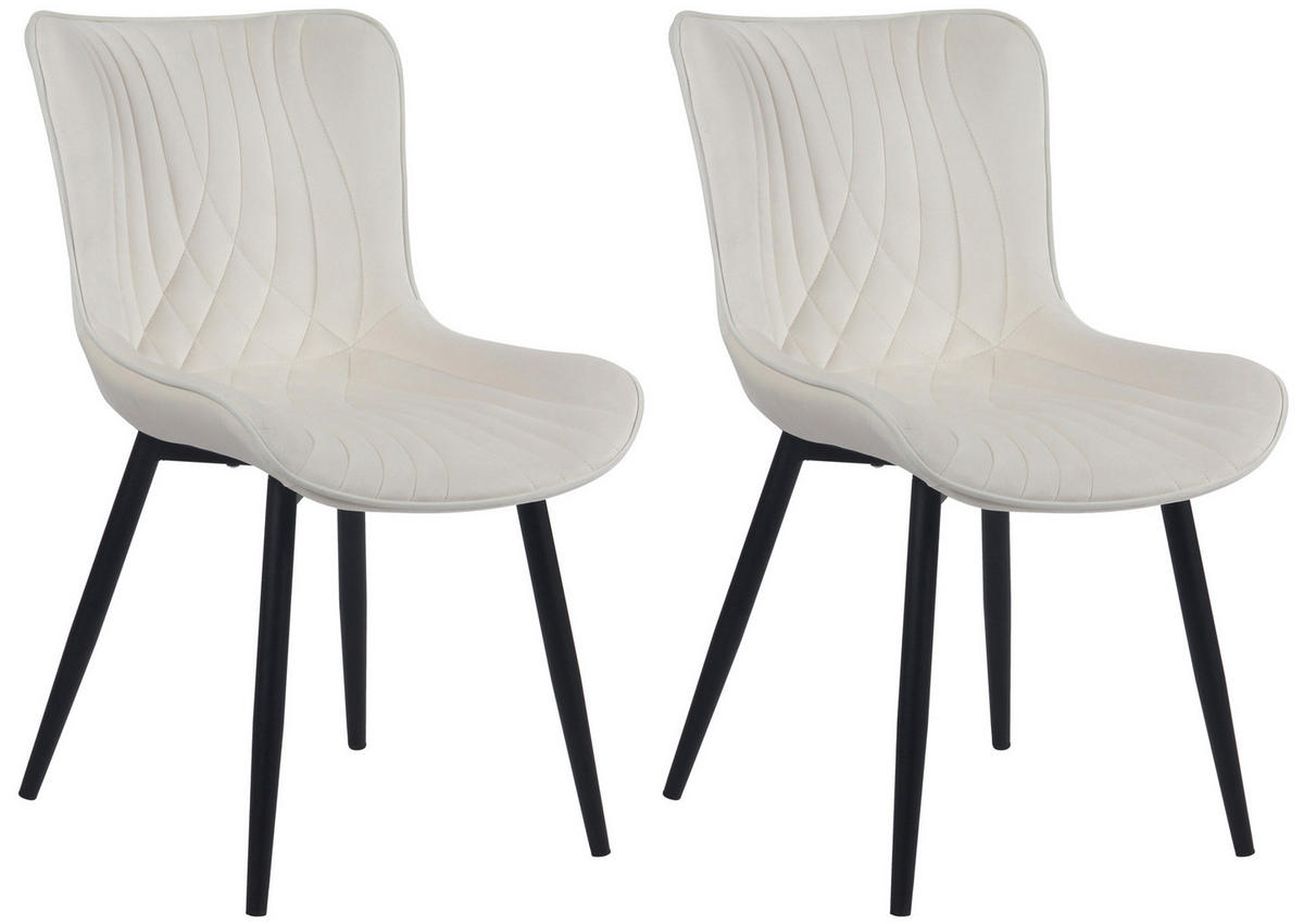 STUHL 2er Set Samt creme - Creme/Schwarz, Textil/Metall (50/80.5/62cm) - CLP