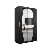 SCHWEBETÜRENSCHRANK 200/120/62 2-türig - Silberfarben/Schwarz, Holz/Kunststoff (120/200/62cm) - MÖBEL KRYSPOL