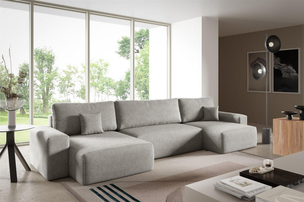 WOHNLANDSCHAFT Arona - Beige, Holzwerkstoff/Textil (398/70/148cm) - Fun Möbel