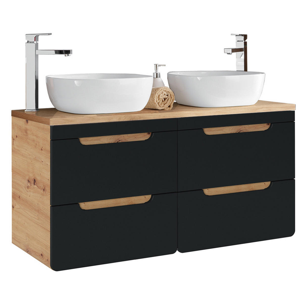 WASCHTISCH New-luton - Anthrazit, Holzwerkstoff (121/63/46cm) - Lomado