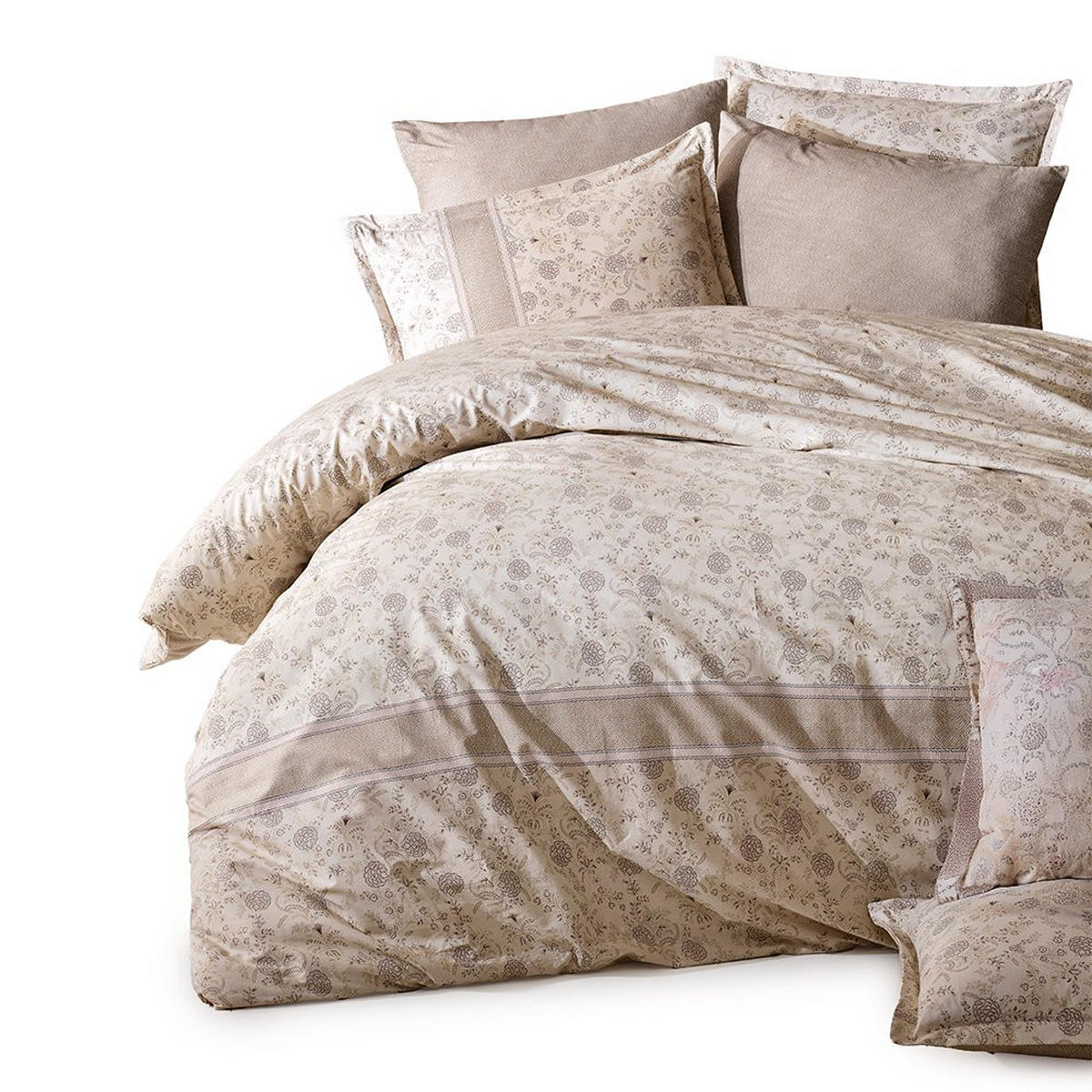 BETTWÄSCHE 6-teilig 220/240 cm DEFNE - Braun, Textil (220/240cm) - ROLFNERS