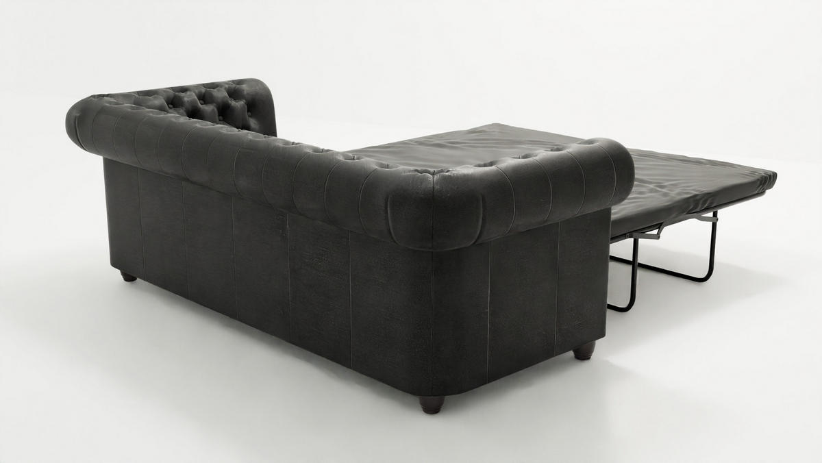 CHESTERFIELD-SOFA 3-sitzer mit Schlaffunktion Flux Anthrazit Microfaser Vintageoptik - Anthrazit/Braun, Holz/Textil (203/72/86cm) - S-Style Möbel