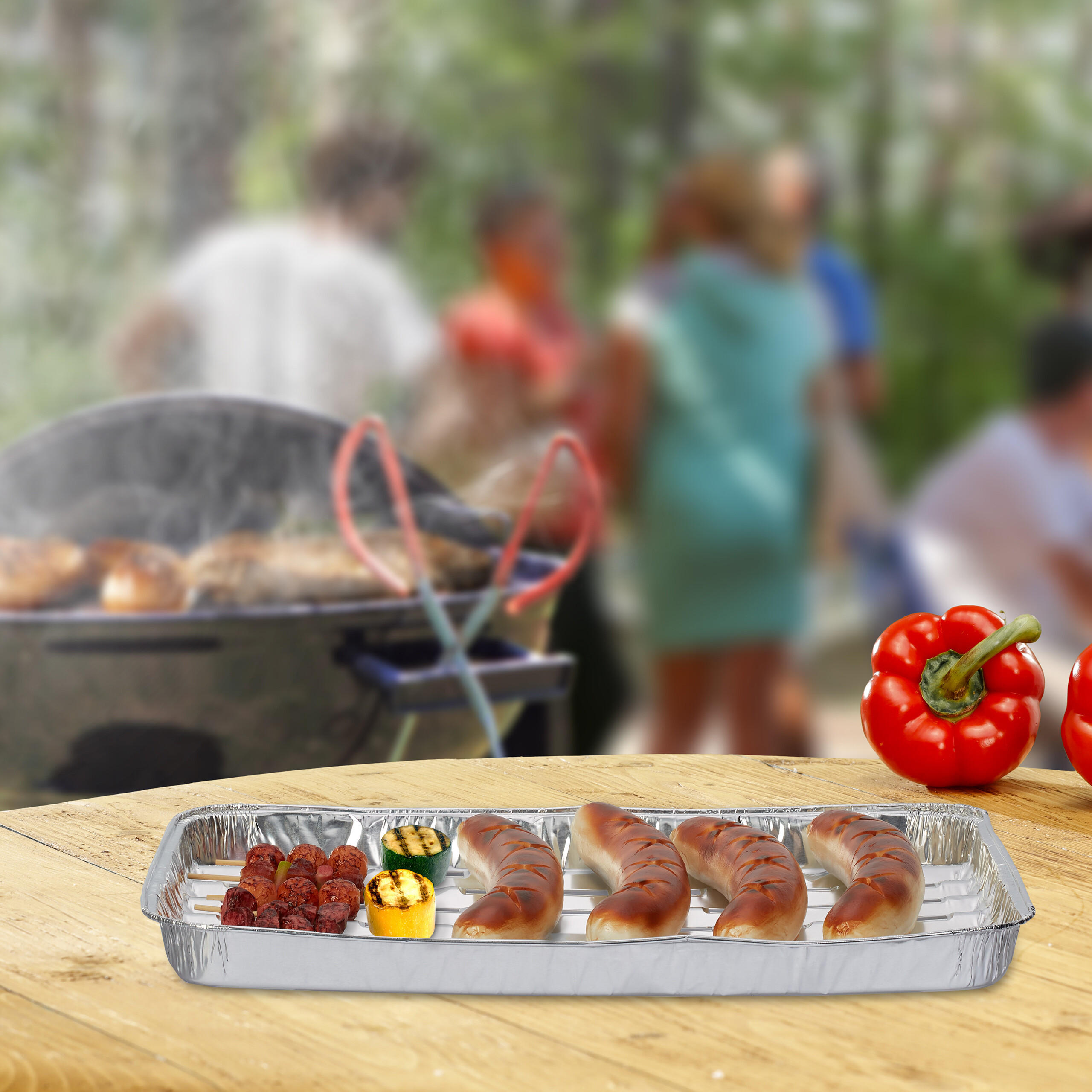 100XGRILLSCHALE - Silberfarben, Metall (22/34/3cm) - Relaxdays