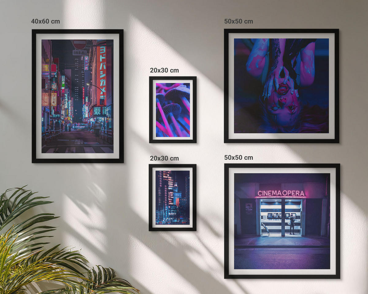 WANDBILDER 5er-Set - 50x50 cm & 20x30 cm & 40x60 cm Schwarzer Rahmen - Kosmische Sternenlandschaften - Schwarz, Kunststoff (40/60cm) - ArtPrintCave