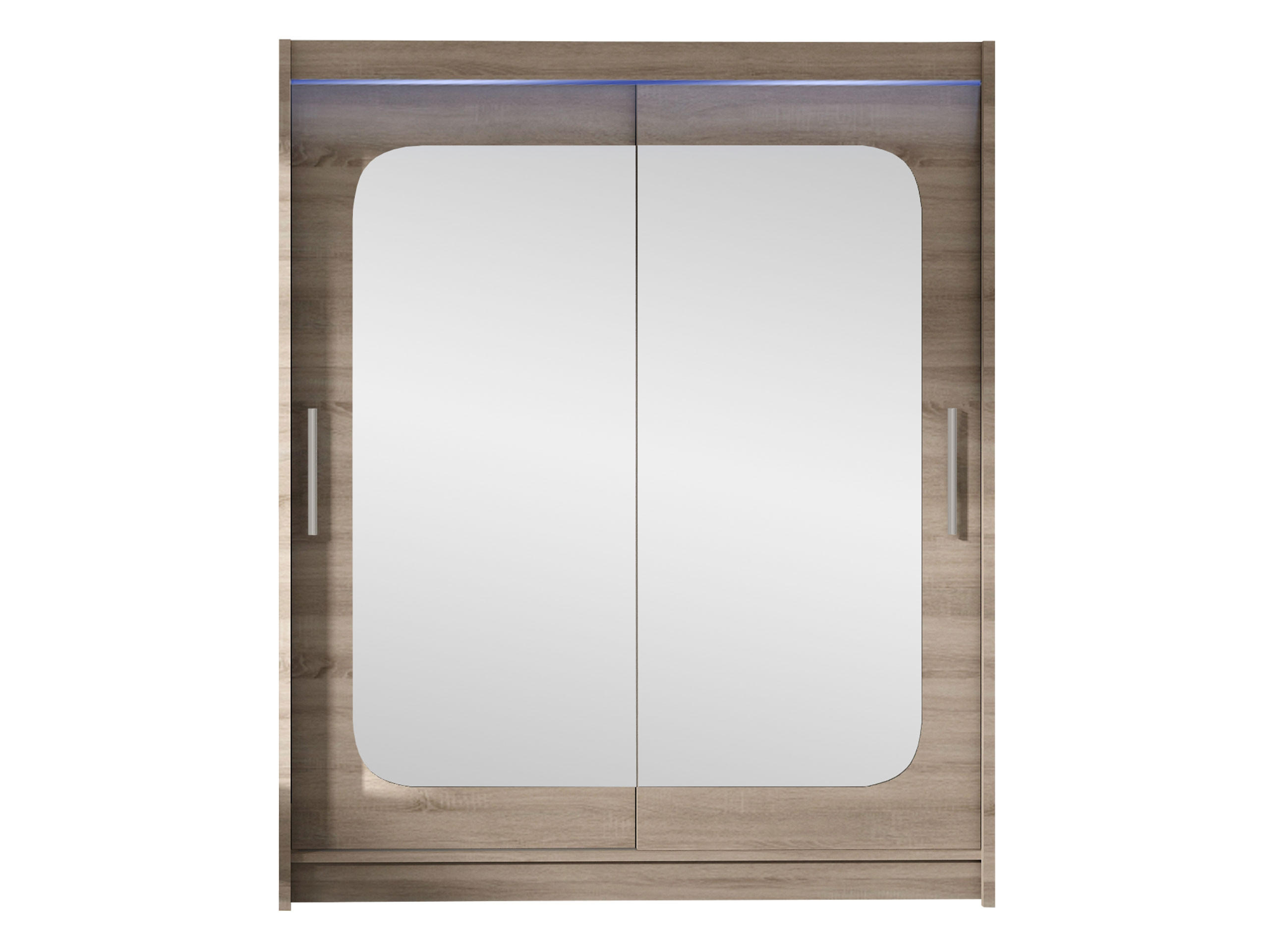 SCHWEBETÜRENSCHRANK Westa XII, mit RGB LED Beleuchtung - Silberfarben/Trüffeleichefarben, Holzwerkstoff/Metall (150/200/58cm) - MIRJAN24
