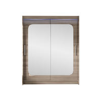 SCHWEBETÜRENSCHRANK Westa XII, mit RGB LED Beleuchtung - Silberfarben/Trüffeleichefarben, Holzwerkstoff/Metall (150/200/58cm) - MIRJAN24