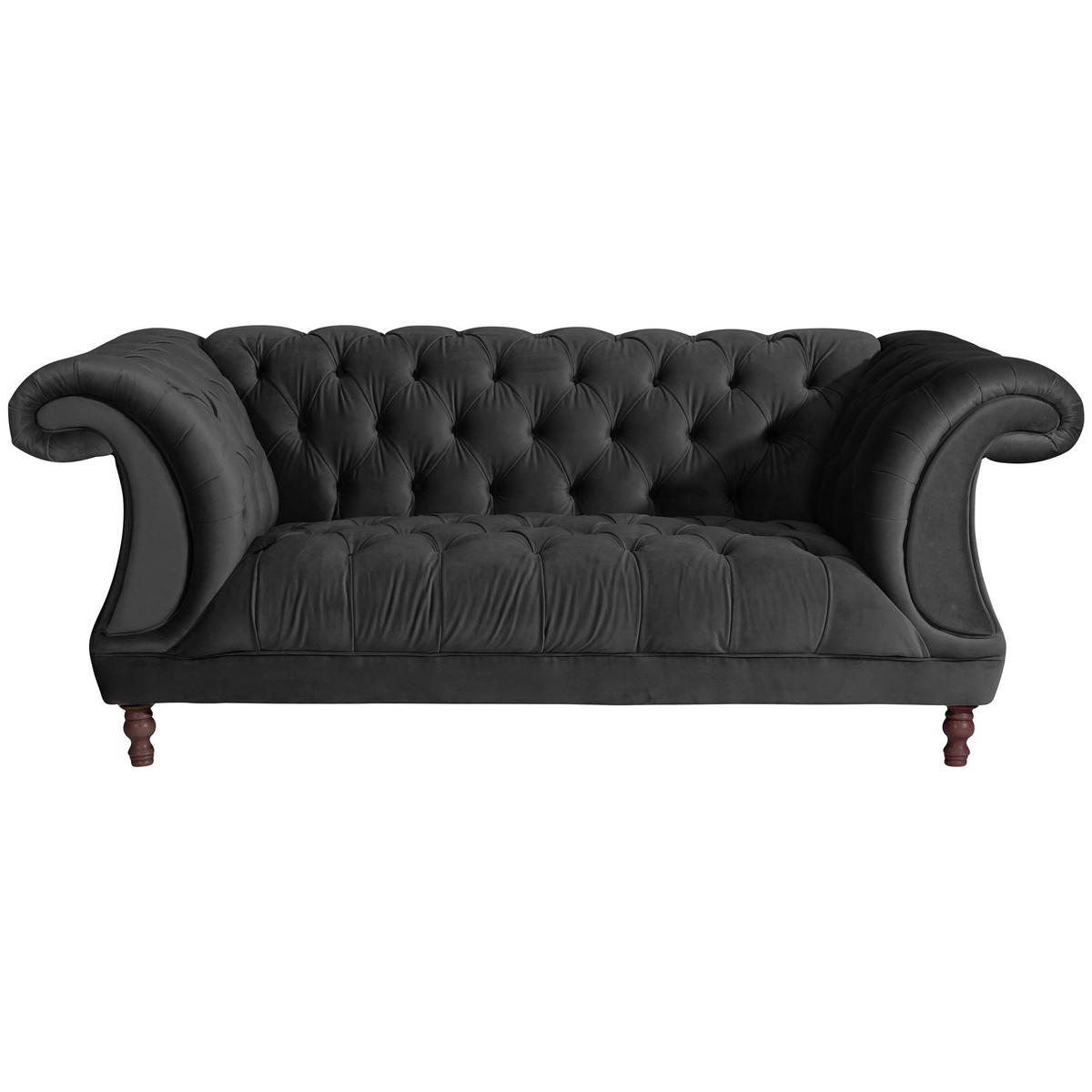 CHESTERFIELD Sofa 2-Sitzer Kaylin Samtvelours schwarz - Schwarz, Kunststoff (200/80/100cm) - 58aufmkessel