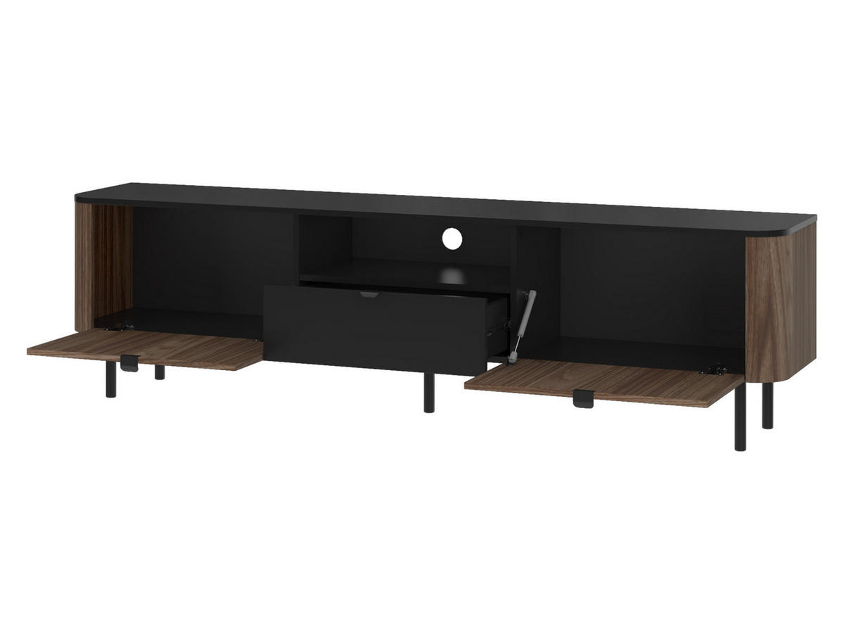 TV-ELEMENT Pero 200 01 - Nussbaumfarben/Schwarz, Holzwerkstoff/Metall (200/55/39cm) - MIRJAN24