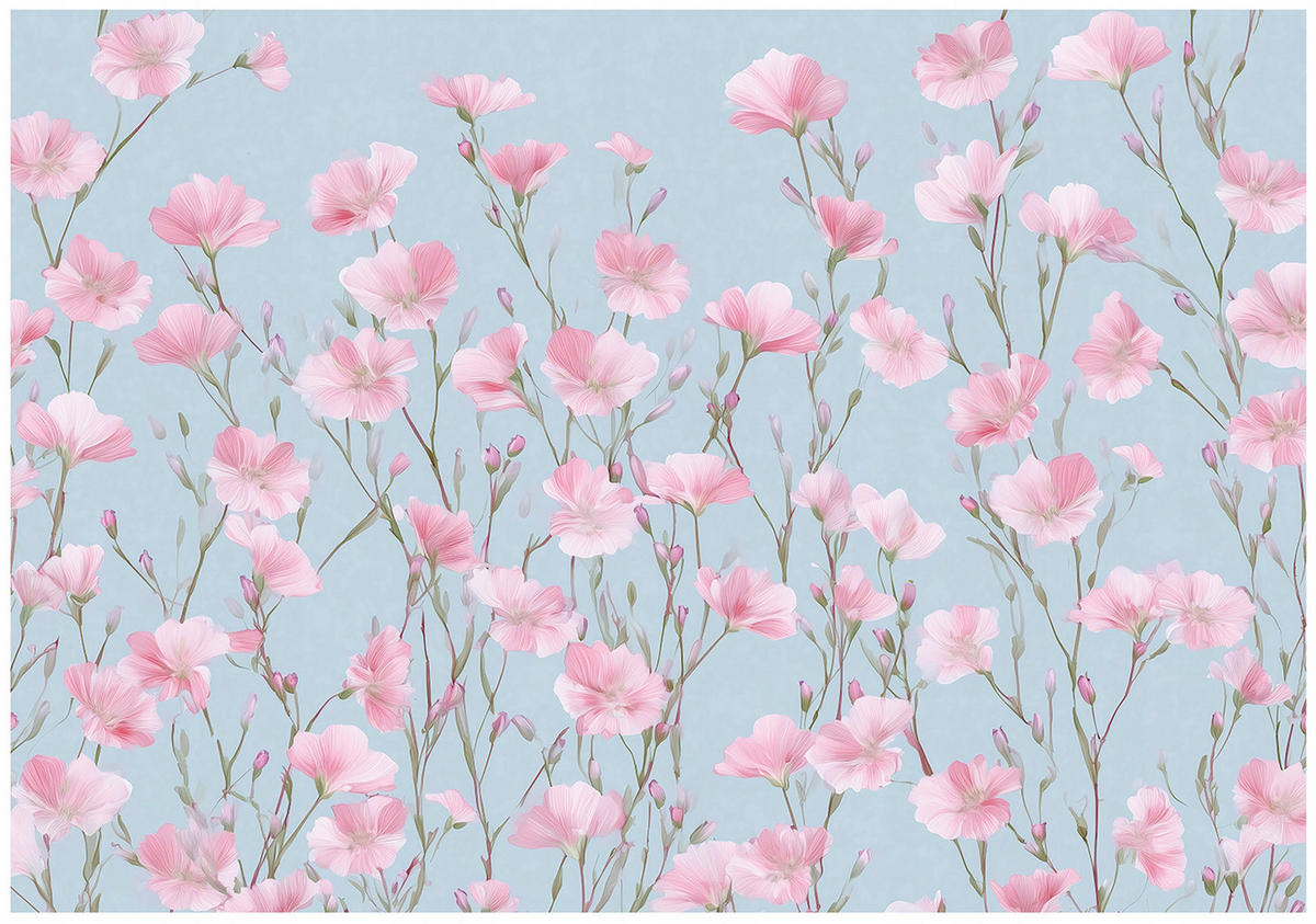 FOTOTAPETE Blumen Wiese Rosa 400x280 cm - Multicolor, Papier (400/280cm) - Wallarena