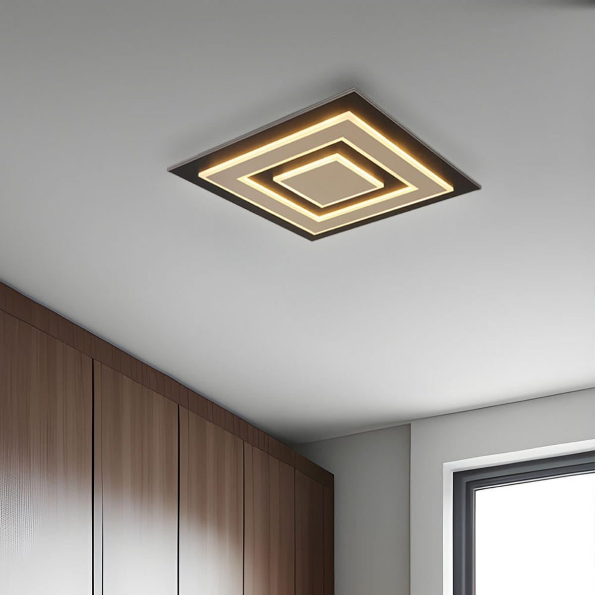 LED DECKENLEUCHTE JAYDEN Metall Schwarz Champagner - Champagner, Metall (48/48/6.2cm) - Globo Lighting