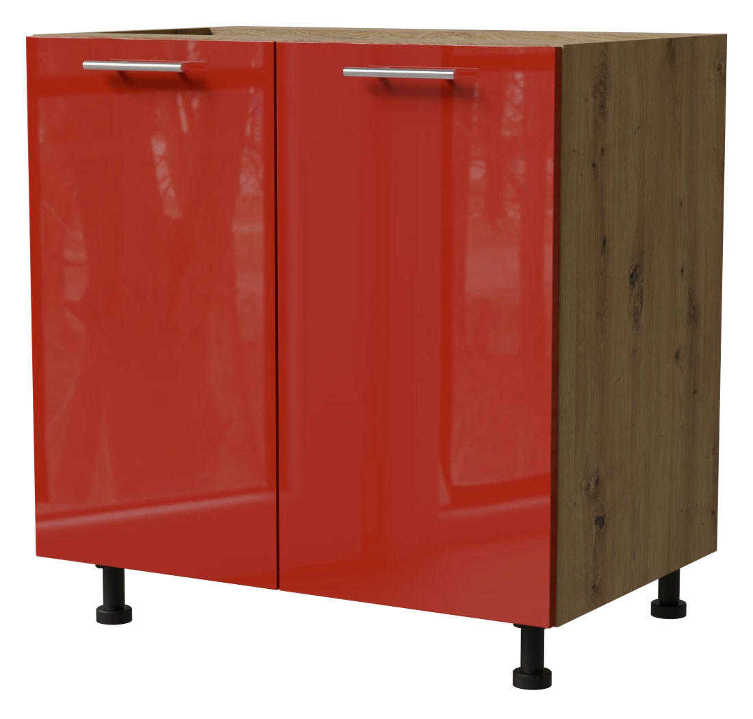 Feldmann-Wohnen Unterschrank Rot, Eiche Artisan 80x82x50 cm