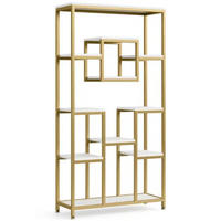 BÜCHERREGAL Gold/Weiß 11 offene Fächer 90/34/182,5 cm - Goldfarben, Metall (90/182.5/34cm) - PANGIVO