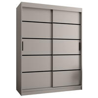 ŠATNÍ skříň s posuvnými dveřmi 200/150/62 2dveřová - černá/kašmírová, dřevo/plast (150/200/62cm)