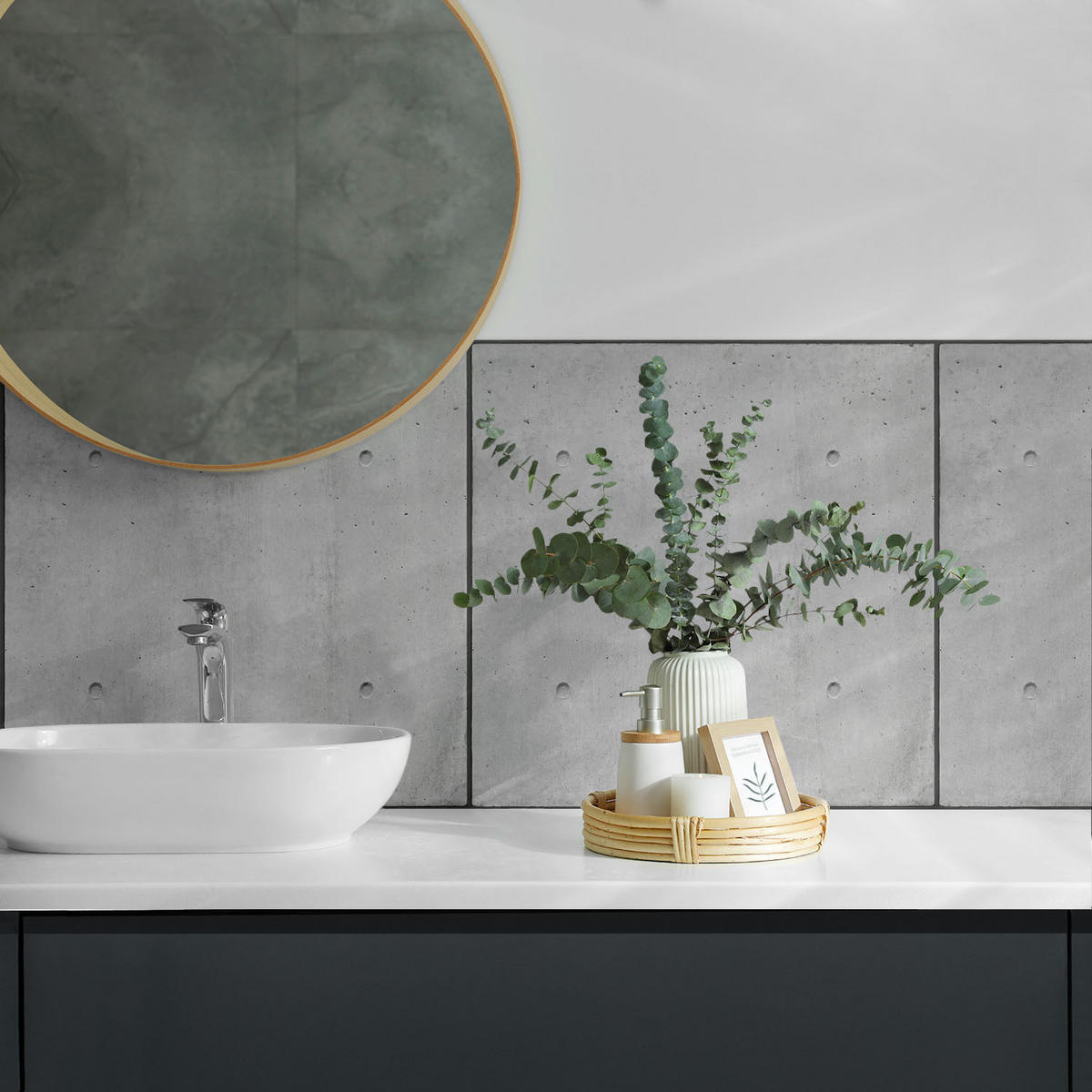 WANDPANEEL 4x 50x50 cm selbstklebend Kirellon - Anthrazit, Kunststoff (50/1.6/50cm) - Wallfluent