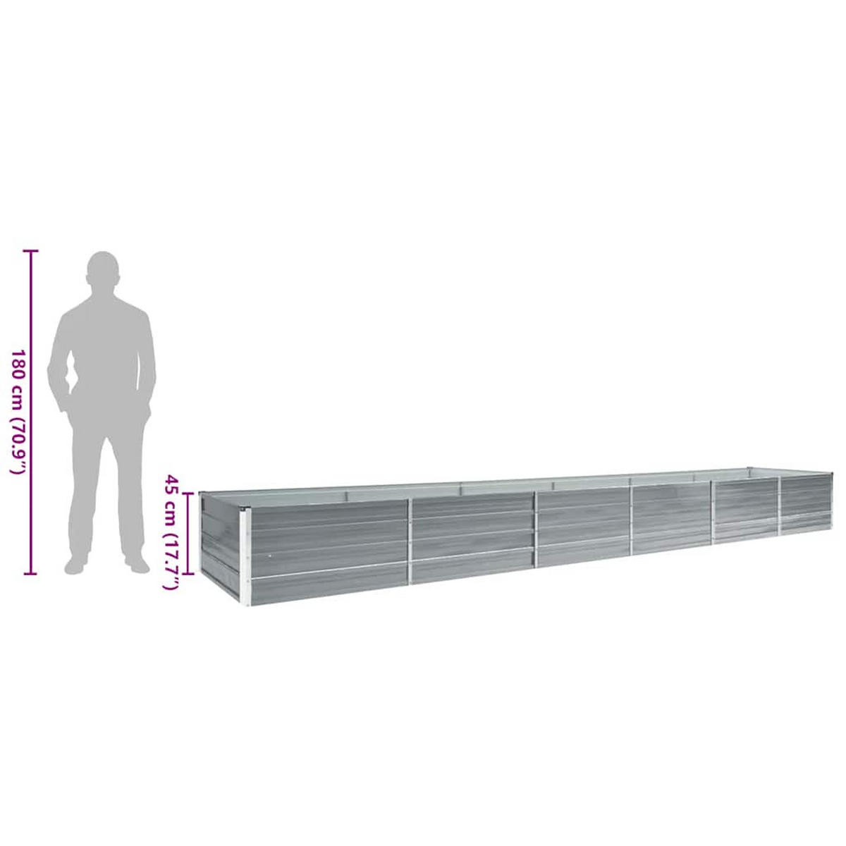 GARTEN-HOCHBEET Verzinkter Stahl 480/80/45 Cm Grau - Grau, Metall (80/45/480cm) - vidaXL