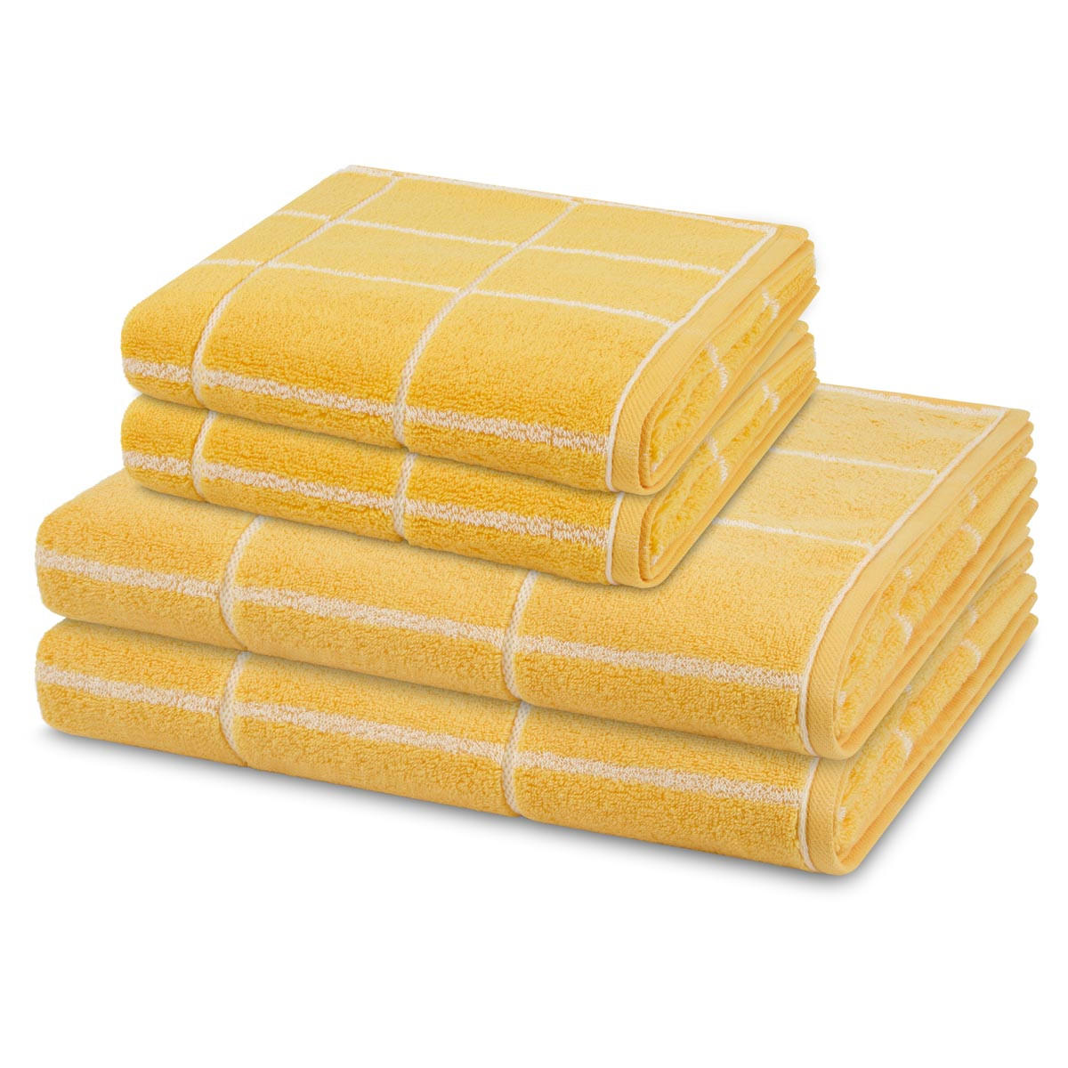 FROTTIERSET Sensual Skin Karo 4-teilig - Gelb, Textil (50/100cm) - Ross