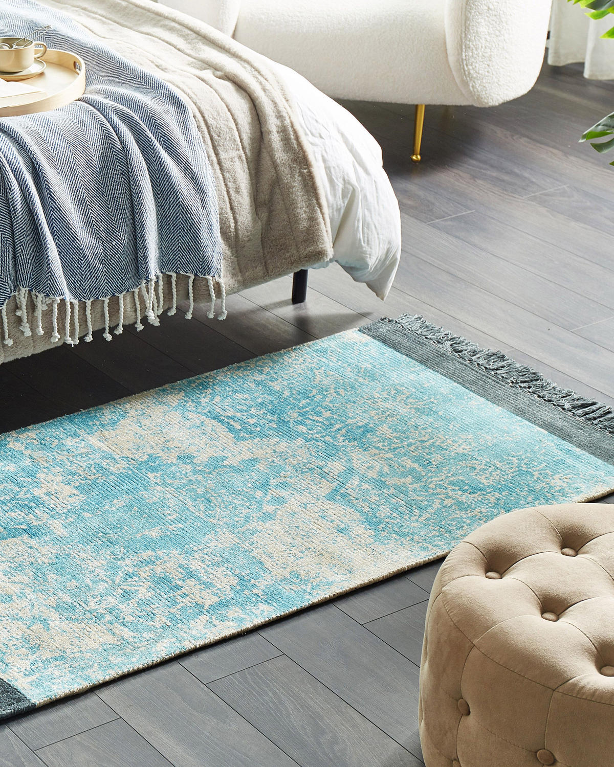 KURZFLOR-TEPPICH Akarsu 150/80 cm - Blau, Naturmaterialen (80/150cm) - Beliani