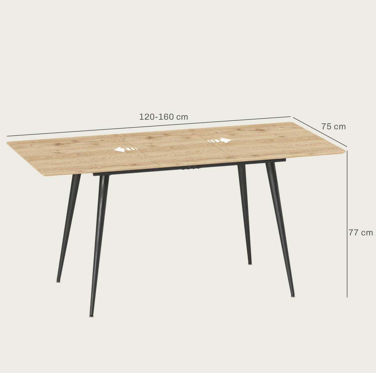 ESSTISCH 120/160/75 cm Natur aus MDF mit Ausziehfunktion - Braun, Holzwerkstoff (160/75/77cm) - OKMYHOME