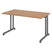 SCHREIBTISCH Serie-Z 80/140/74 cm in Nussbaumfarben/Graphitfarben - Nussbaumfarben/Graphitfarben, Holzwerkstoff (80/140/74cm) - bümö