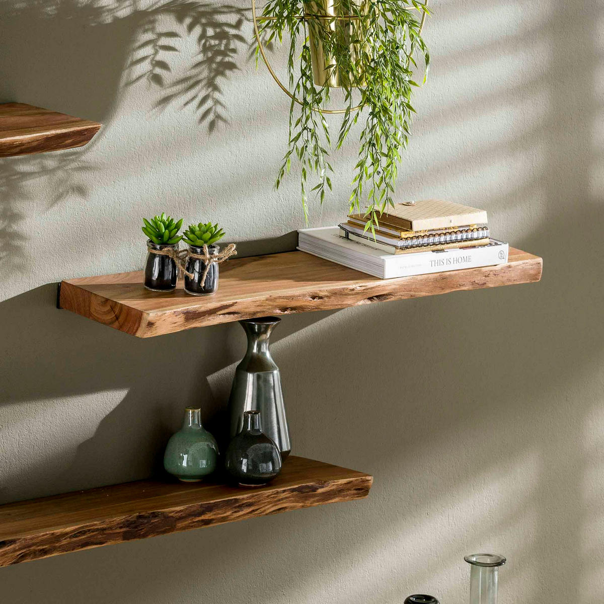 WANDREGAL Edge Braun 90/20/4 cm - Braun, Holz (20/4/90cm) - Hoyz Collection