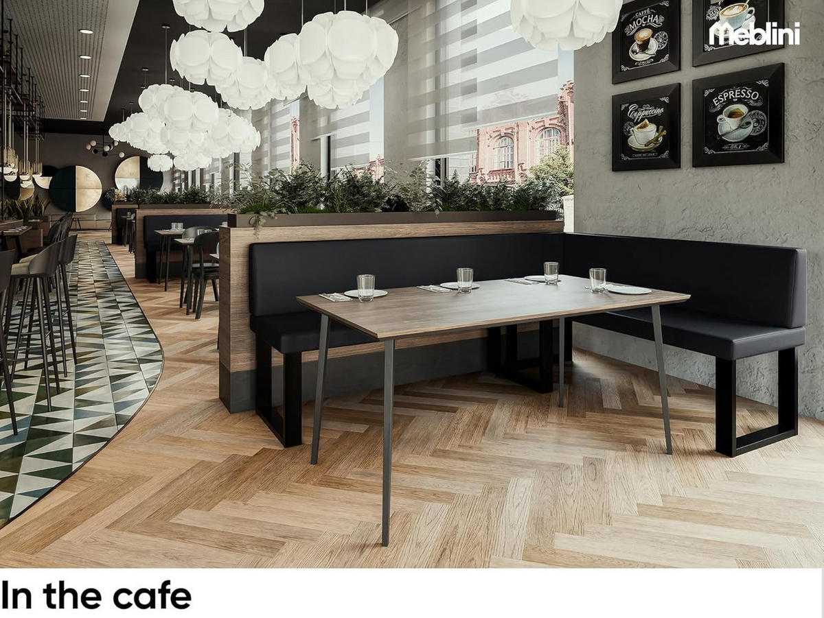 ECKBANK TONI_U - Schwarz, Leder (142/196cm) - Meblini