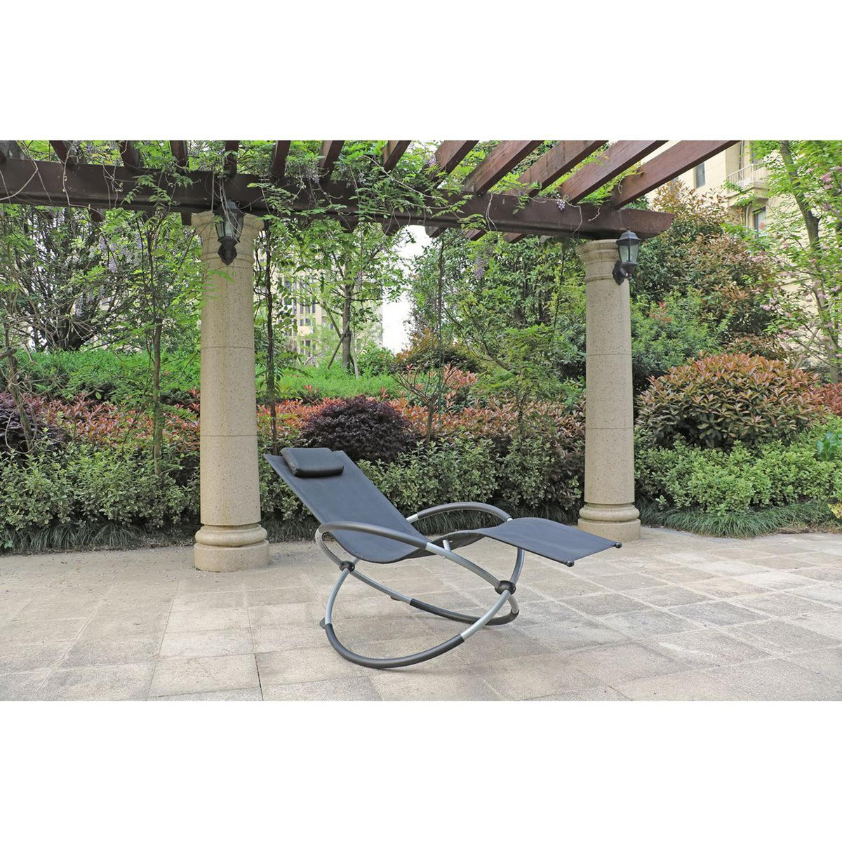 SCHAUKELLIEGE Amira Stahl Grau Kunststoff Sonnenliege - Grau, Kunststoff (78/105/162cm) - DELUKE