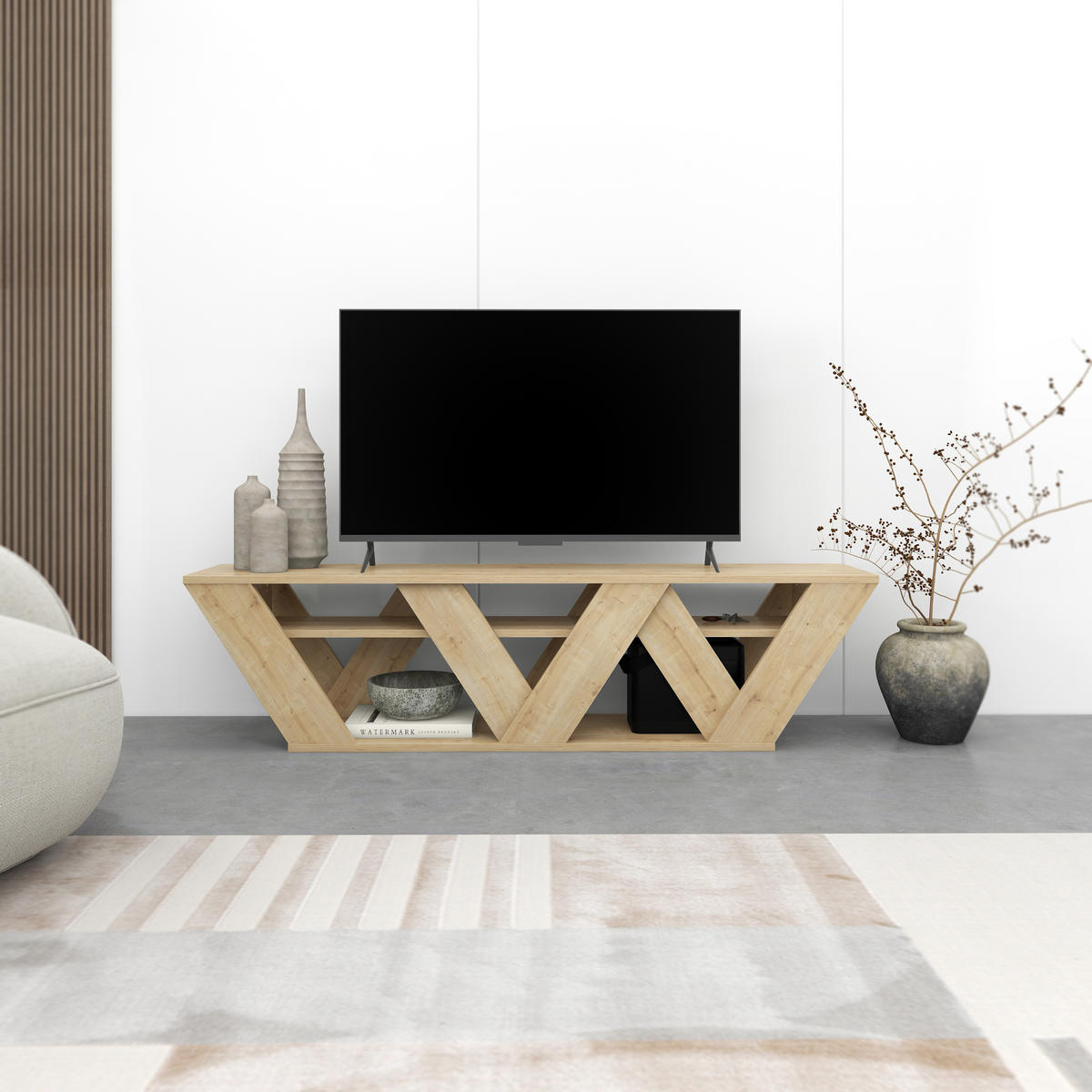 LOWBOARD Ralla Eiche 158/40/30 cm - Naturfarben, Holzwerkstoff (158/40/30cm) - Decortie