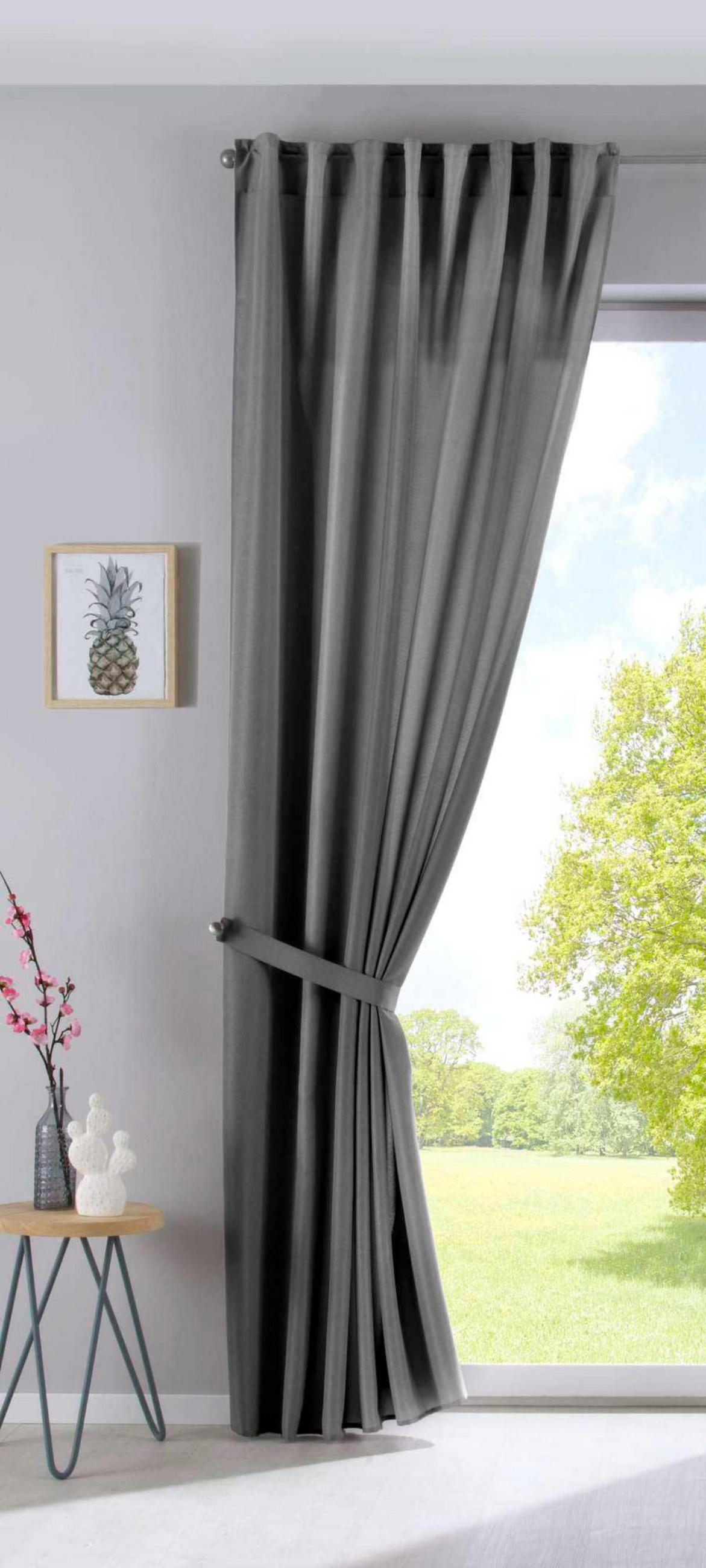 SCHLAUFENGARDINE »Jena« HxB 145x140 cm Grau - Grau, Textil (140/145cm) - Gardinenbox