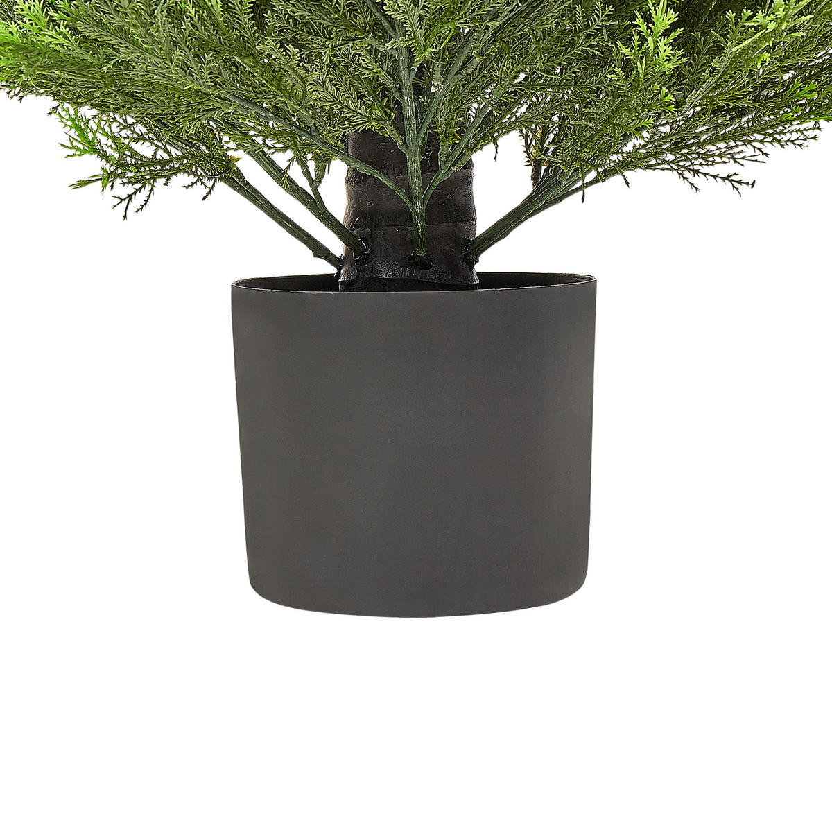 KUNSTPFLANZE im Blumentopf 153 cm Grün/Dunkler Holzfarbton Cedar Tree - Dunkelbraun/Grün, Kunststoff (153cm) - Beliani