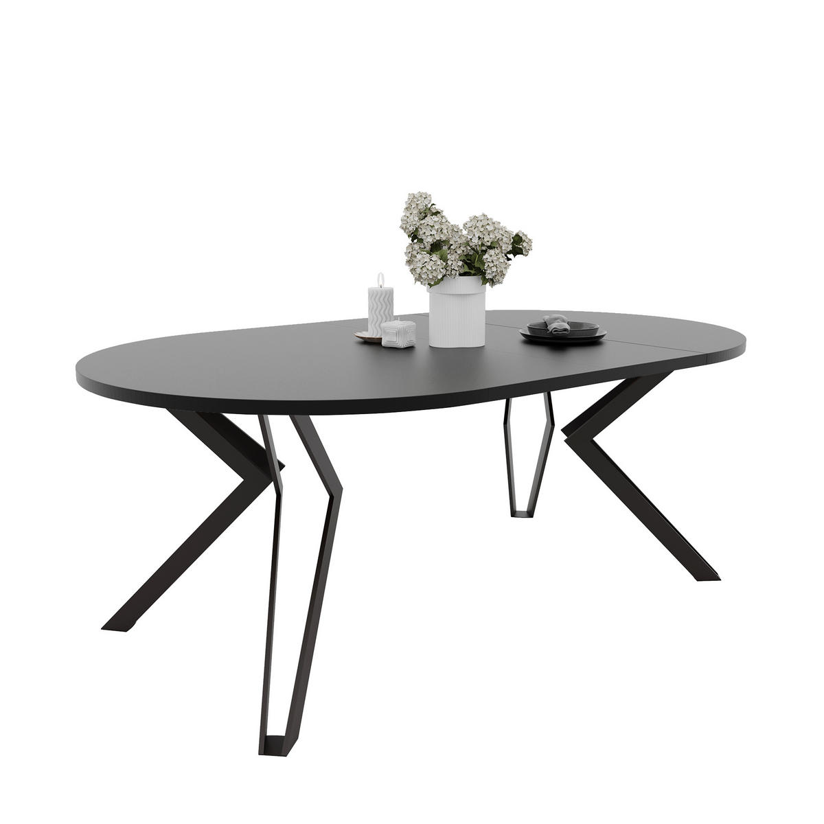 JÍDELNÍ STŮL RAMIRO 120 cm rozkládací z MDF, černý / dub Artisan - černá, kov/kompozitní dřevo (120/120/76cm) - Idohome