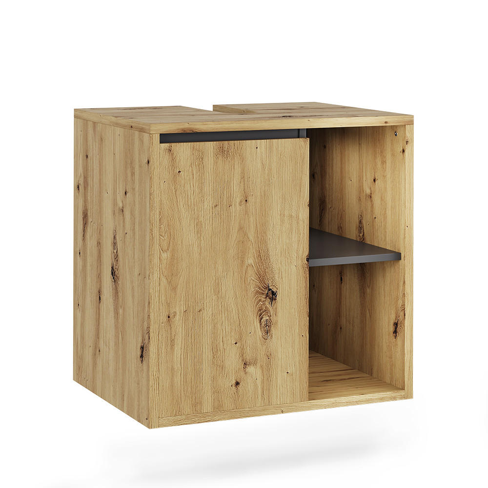 WASCHBECKENUNTERSCHRANK Viola Artisan/Grau 60 x 60 cm mit offenen Regalen - Hellgrau/Grau, Holzwerkstoff (60/60/46cm) - Vicco