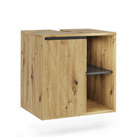 WASCHBECKENUNTERSCHRANK Viola Artisan/Grau 60 x 60 cm mit offenen Regalen - Hellgrau/Grau, Holzwerkstoff (60/60/46cm) - Vicco