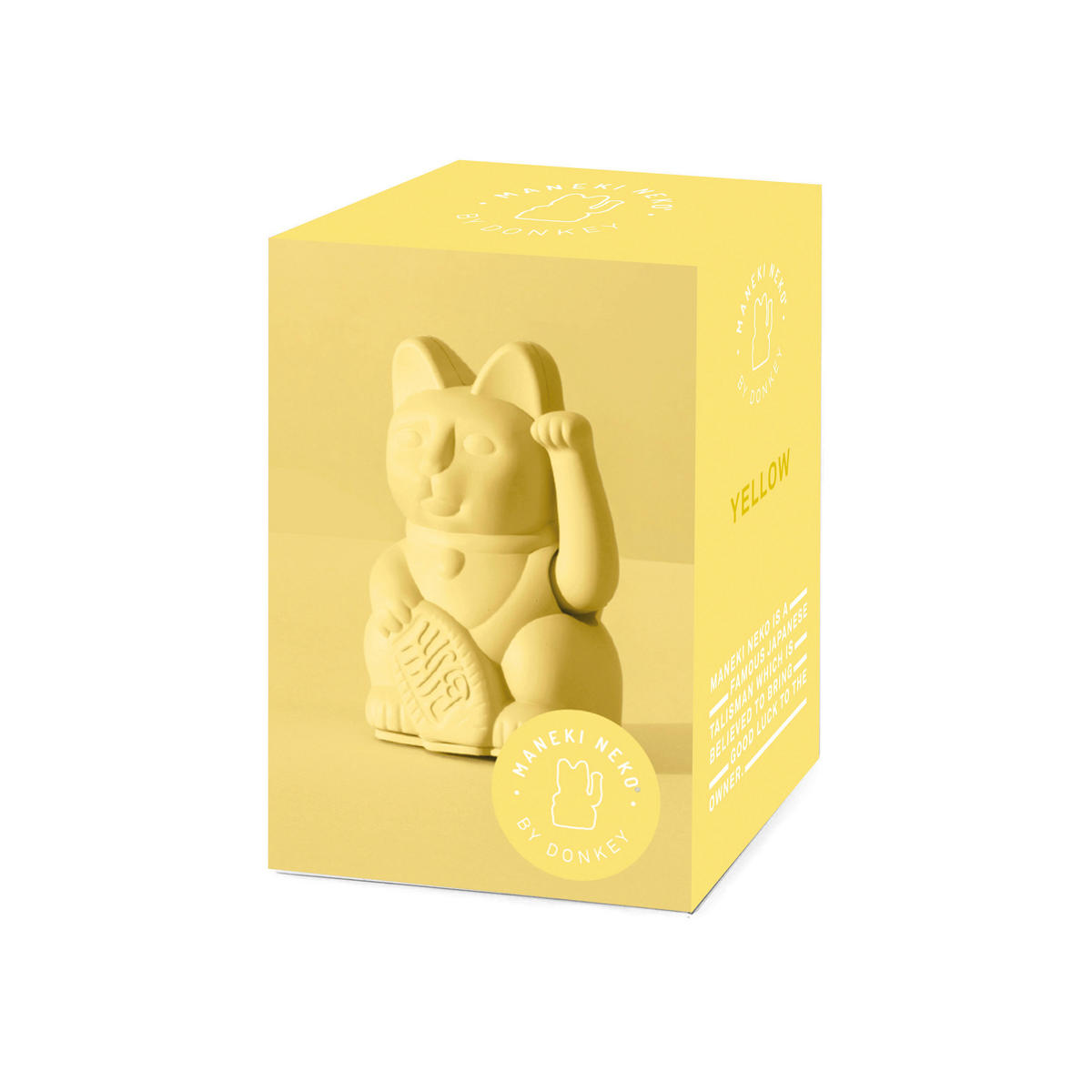 WINKEKATZE Lucky Cat Mini Maneki Neko, Kunststoff, Yellow, 9.8 cm - Gelb, Kunststoff (6.7/9.8/5.2cm) - Donkey Products