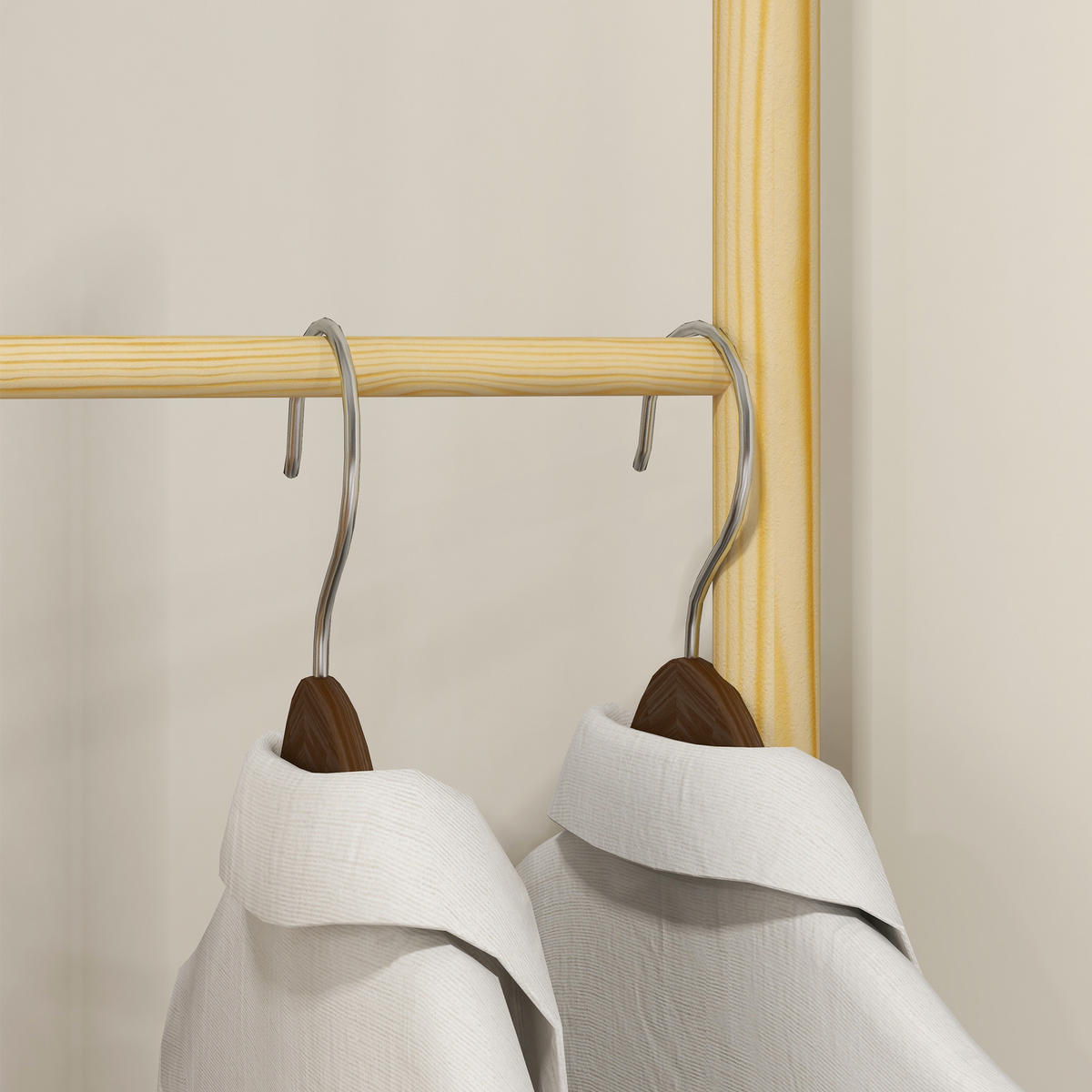 GARDEROBENSTÄNDER - Naturfarben, Holzwerkstoff (52.5/160/62cm) - HOMCOM