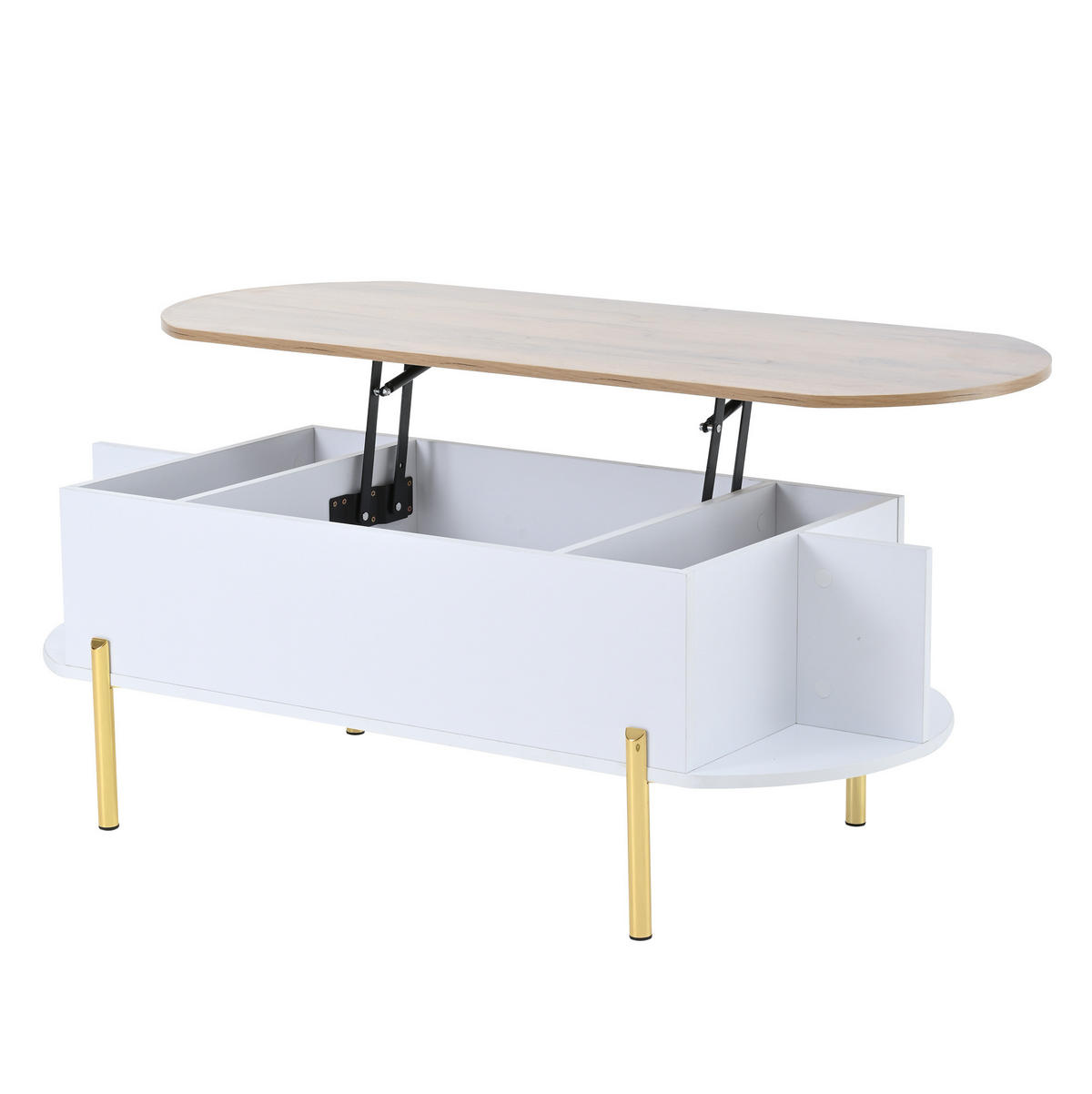 COUCHTISCH mit höhenverstellbarer Platte 120 x 50 cm Weiß - Weiß, Holz (120/50/43cm) - Meubliv