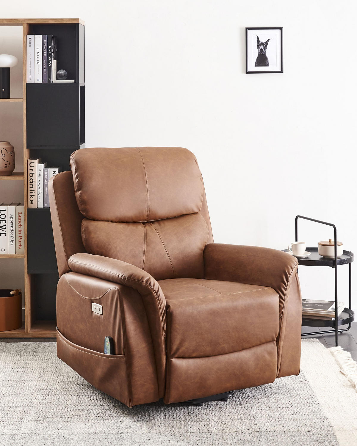 ELEKTRISCHER-FERNSEHSESSEL mit Massagefunktion Kunstleder Braun Glorie - Braun, Kunststoff (85/82/85cm) - Beliani