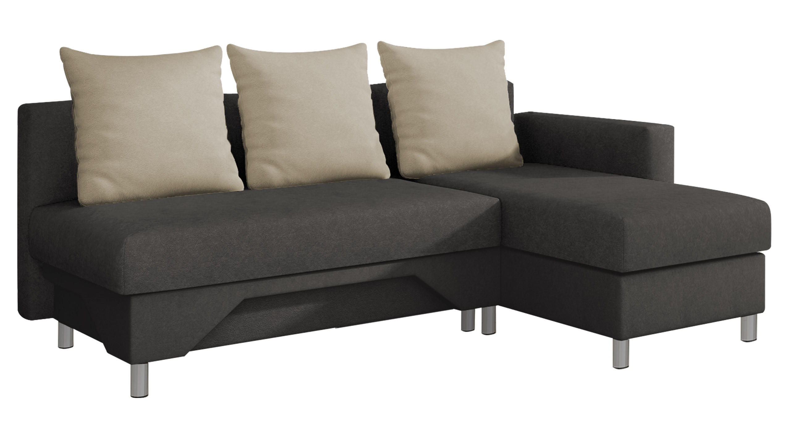 ECKSOFA Tom, Seite: Rechts - Dunkelbraun/Beige, Holz/Kunststoff (215/133cm) - MIRJAN24