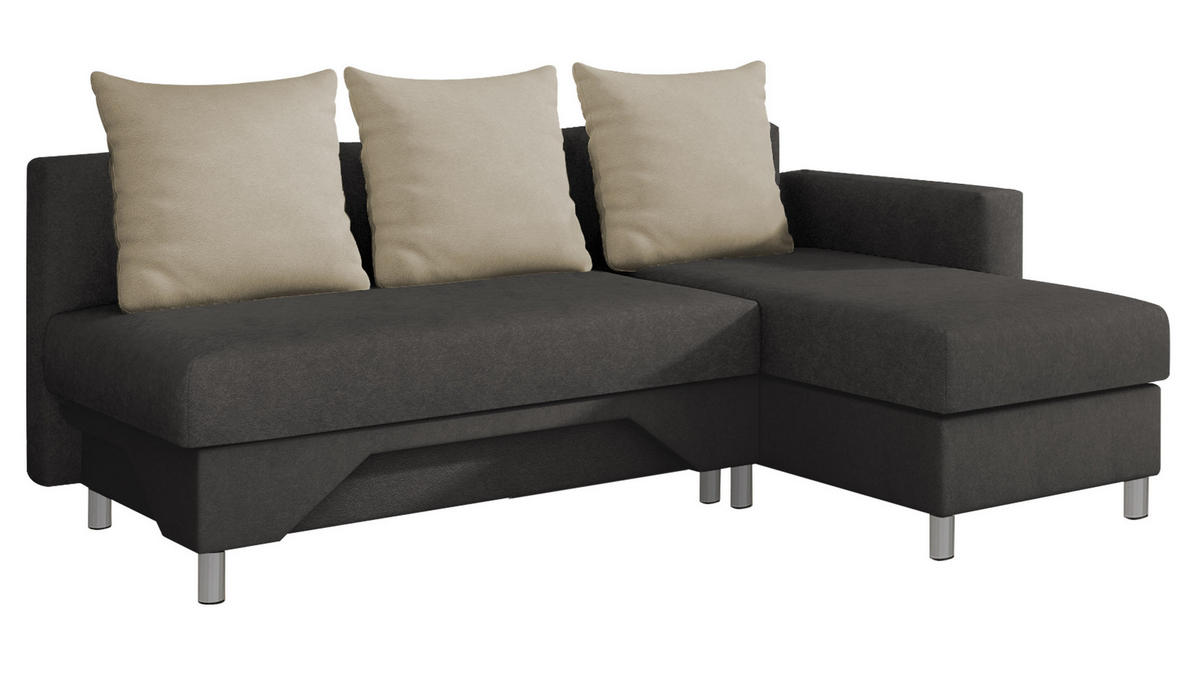 ECKSOFA Tom, Seite: Rechts - Dunkelbraun/Beige, Holz/Kunststoff (215/133cm) - MIRJAN24