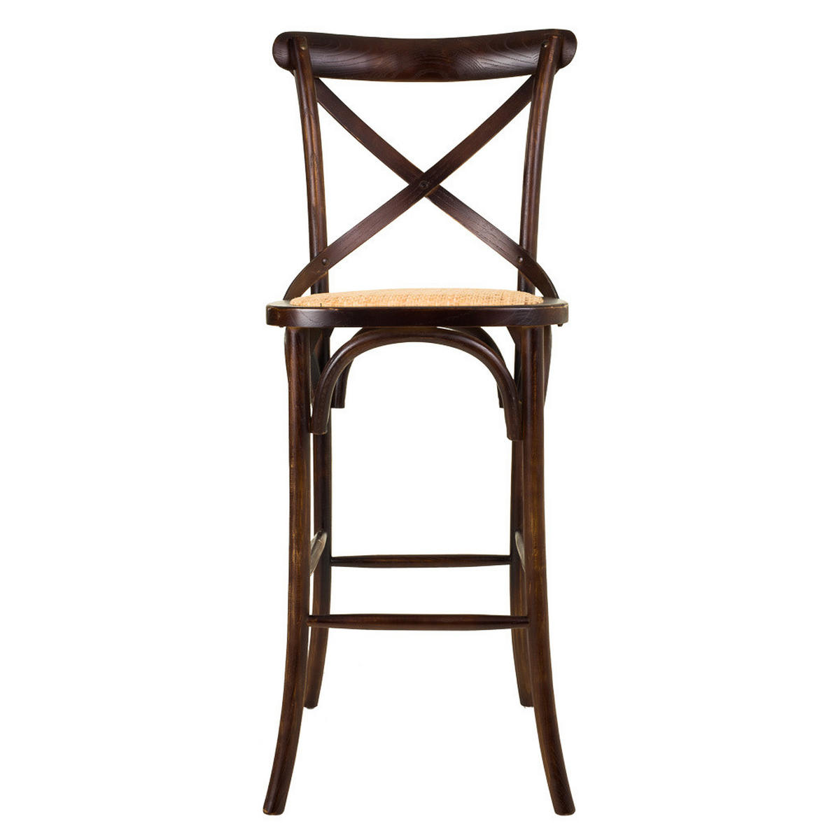 BARHOCKER aus Holz und Rattan, braun, 45x53x75cm - Braun, Holz (45/116/53cm) - Wanderlust