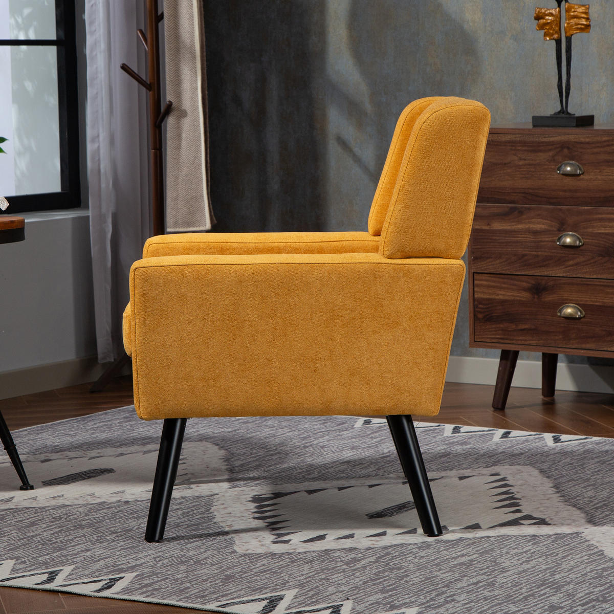 POLSTERSTUHL Leinenbezug mit Tufting, Massivholzbeinen 68/76/88 cm Gelb 130 kg - Gelb, Textil (76/88/68cm) - Redom