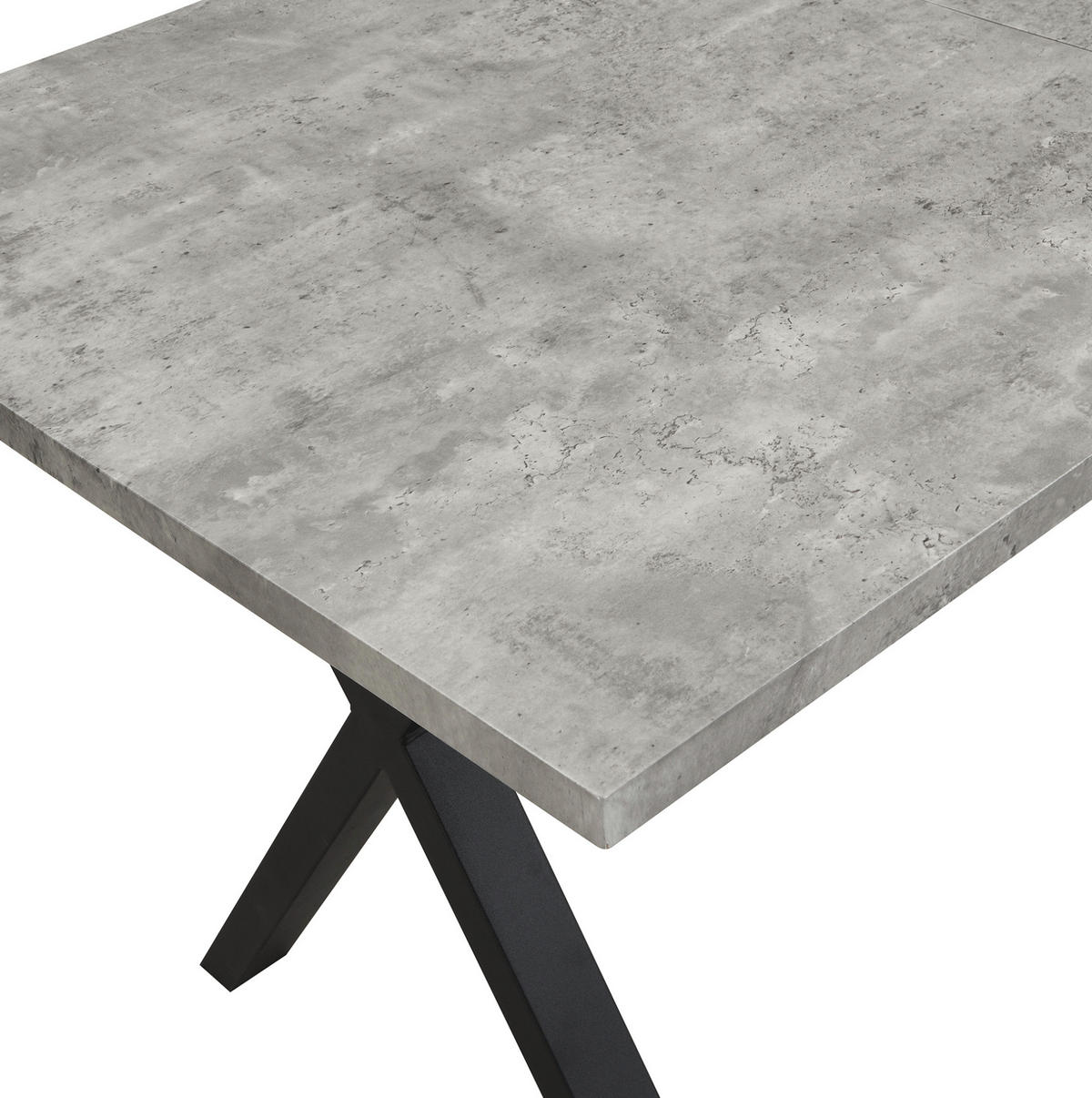 JEDÁLENSKÝ stôl, 140/80/76 cm, MDF v betónovom dekore a čierny kov - sivá, kompozitné drevo (140/80/76cm) - BEAOK