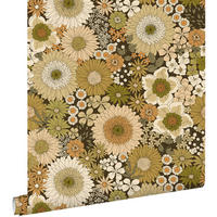 TAPETE Retro Blumen 50 x 900 cm - Grün, Papier (50/900cm) - ESTAhome