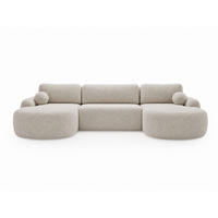 ECKSOFA Aurio U Bouclé-Stoff Creme - Creme/Schwarz, Kunststoff/Textil (347/177cm) - Graingold