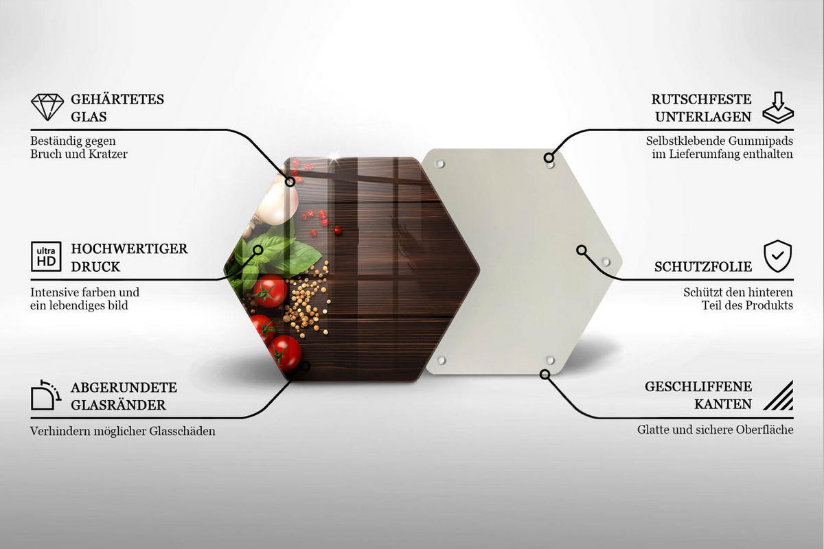 GLASPLATTE 40 cm Gemüse auf dem Tisch - Multicolor, Glas (40/40cm) - Wallfluent