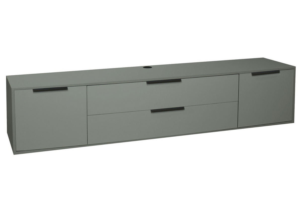 LOWBOARD Erna 216x45x47 Pinie Green matt Lack - Waldgrün, Holzwerkstoff (216/47/45cm) - 58aufmkessel