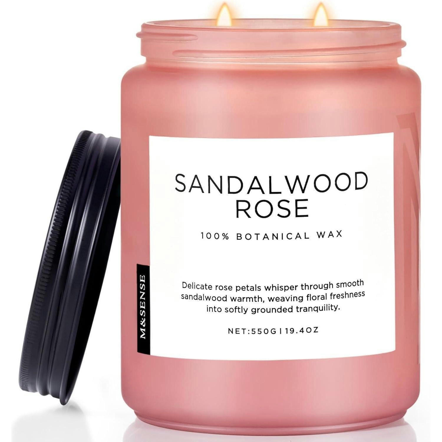 DUFTKERZE Sandelholz Rose 550g 110h 2-Docht Sojawachs - Rosa, Paraffin (13cm)
