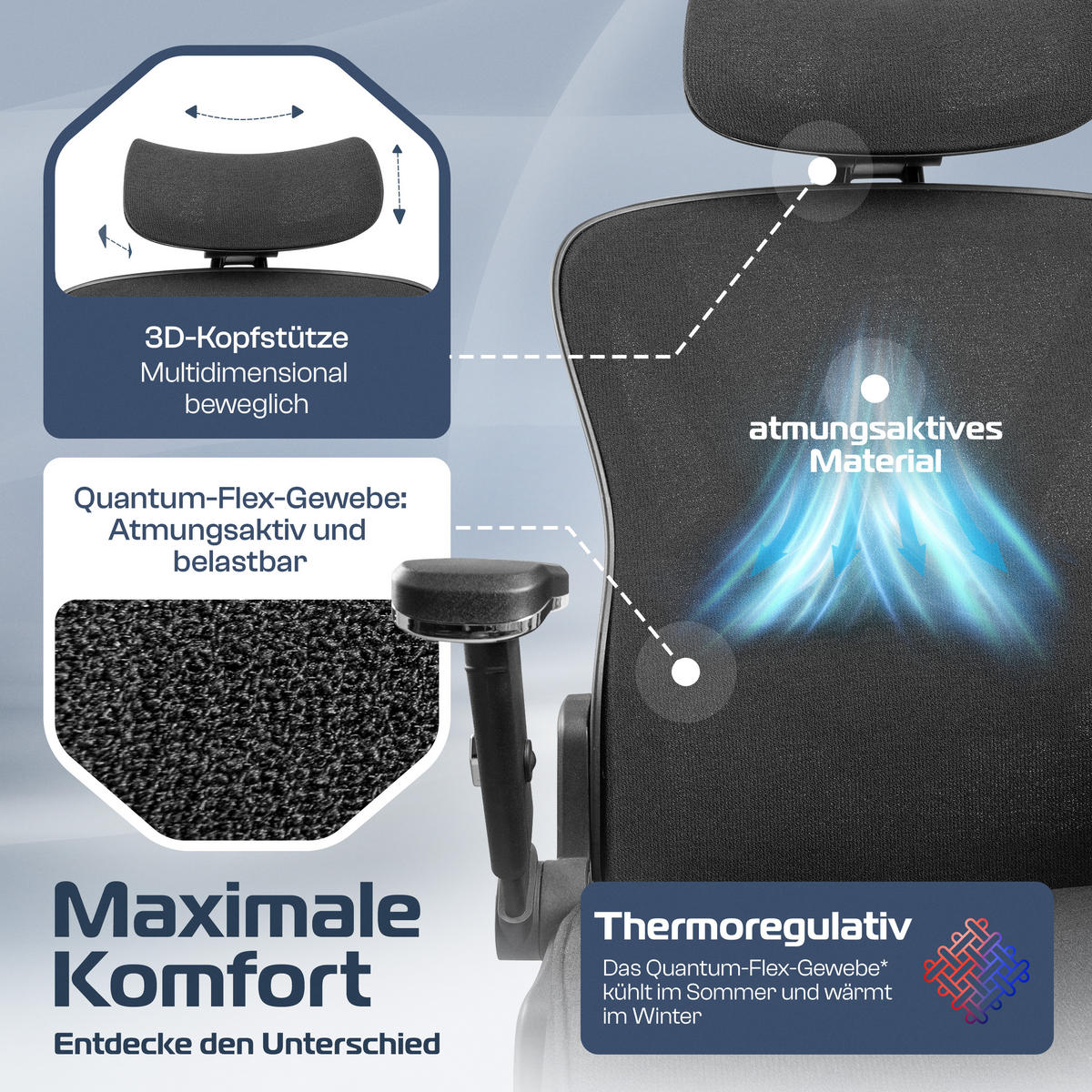 BÜROSTUHL PowerSeat Schwarz - Silberfarben/Schwarz, Kunststoff/Textil (74/135/74cm) - Clouvou